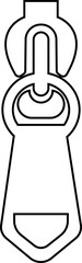 Zipper Icon Fastener, Slider, and Zip Symbol Clothing, Bag, and Textile Accessory Vector Fashion Tool, Sewing, Tailoring, Lock, and Stitch Design in Black line Style