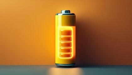 bright yellow battery with low charge displayed in a minimalist style