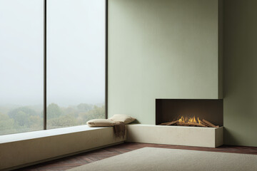 modern interior featuring stylish fireplace enhanced with digital logs creating cozy atmosphere