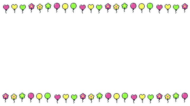 8-bit pixel art neon balloons frame. looped animation 4k 30fps