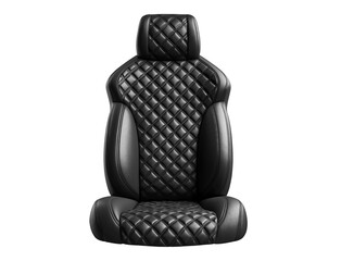 Obraz premium Luxury Black Leather Car Seat with Diamond Quilted Upholstery isolated on a transparent background