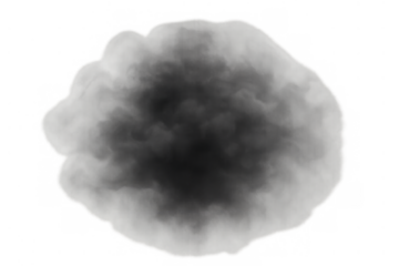 Expanding dark smoke or fog effect on transparent background creating pollution or explosion concept