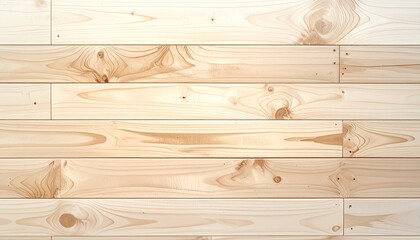 Close up of light brown wooden planks with visible grain patterns and knots in natural daylight highlighting the texture of the wood surface in a horizontal orientation