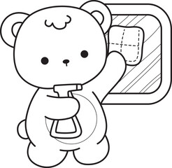 Coloring pages of Illustration of cute bear winter icon. Outline of bear winter 