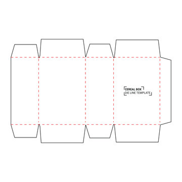 Cereal packaging box die line template