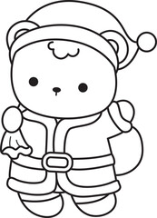 Coloring pages of Illustration of cute bear winter icon. Outline of bear winter 