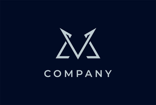 Letter MV or VM Logo, Minimalist Letter VM monogram logo design, vector illustration