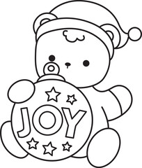 Coloring pages of Illustration of cute bear winter icon. Outline of bear winter 