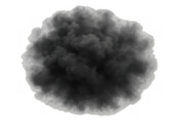 Dark smoke cloud or dust explosion element with transparent alpha channel for overlaying on various backgrounds