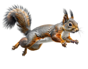 Untitled design - Leaping Squirrel in Motion – Energetic Grey Brown Rodent, Animal Clipart on White