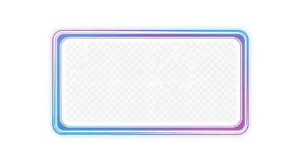 Modern futuristic glowing rectangular frame with a colorful neon light border isolated on a transparent background © Avra