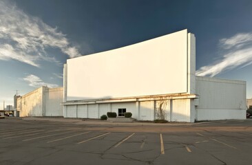 Obraz premium Abandoned Drive-In Theater Screen in Empty Parking Lot at Sunset Low Angle View in Rural Location
