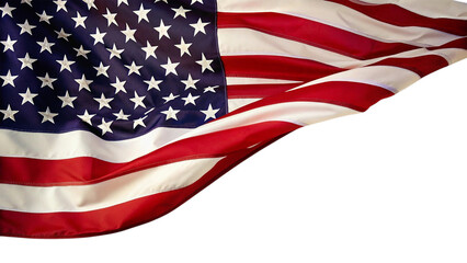 Obraz premium Close up of the american flag waving majestically isolated on transparent background
