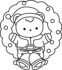 Coloring pages of Illustration of cute bear winter icon. Outline of bear winter 