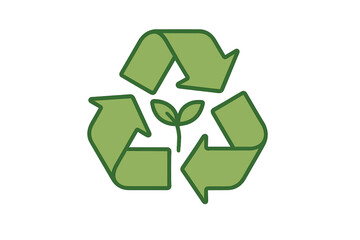 Obraz premium Green recycling symbol with plant sprout at core representing environmental sustainability and nature conservation