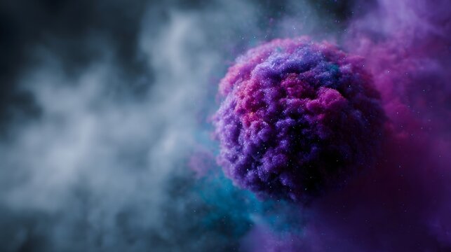 A vibrant explosion of colorful powder particles creating an abstract cosmic cloud - Powered by Adobe