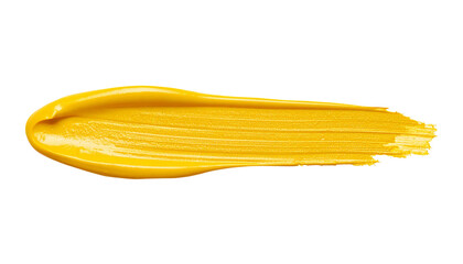 textured abstract yellow paint stroke isolated on transparent background, png