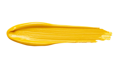 textured abstract yellow paint stroke isolated on transparent background, png