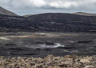 lava fields and volcanism on Reykjanes Peninsula in Iceland