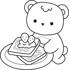 Coloring pages of Illustration of cute bear winter icon. Outline of bear winter 