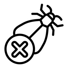 Fly ban line icon, pest concept. Vector graphics. Moth with close button, forbidden item sign on white background, style icon mobile or web design.