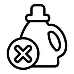 Bottle of machine oil ban line icon, oils concept. Vector graphics. Oil container with close button, forbidden item sign on white background, style icon mobile or web design.