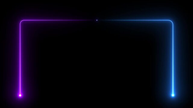 3d football stadium with soccer goal front view. neon line goal bar animation. k