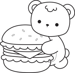 Coloring pages of Illustration of cute bear winter icon. Outline of bear winter 