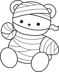 Coloring pages of Illustration of cute bear winter icon. Outline of bear winter 
