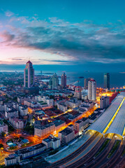 Urban scenery of Zhongshan Road business district in Qingdao, China