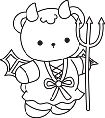 Coloring pages of Illustration of cute bear winter icon. Outline of bear winter 