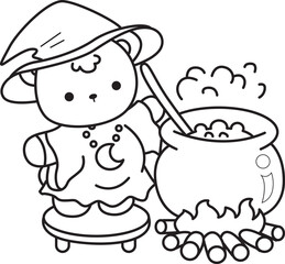 Coloring pages of Illustration of cute bear winter icon. Outline of bear winter 