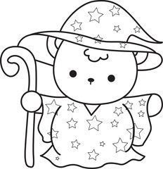 Coloring pages of Illustration of cute bear winter icon. Outline of bear winter 