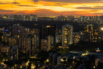 Sunset panorama view of Singapore
