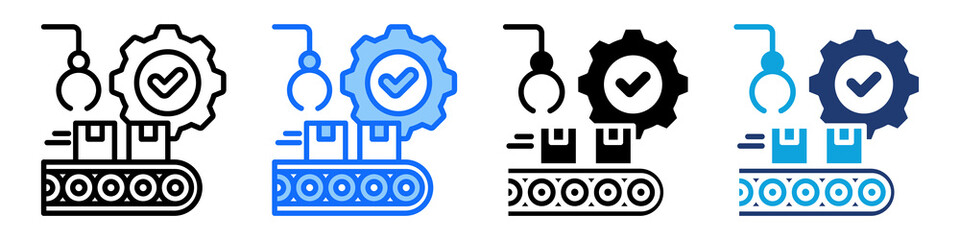 Manufacturing Execution System Icon Set Multi Style Vector Illustration