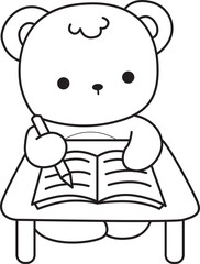 Coloring pages of Illustration of cute bear winter icon. Outline of bear winter 