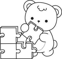 Coloring pages of Illustration of cute bear winter icon. Outline of bear winter 