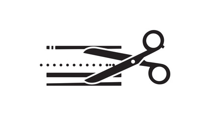 Scissors Cutting Along Dotted Line Icon Symbol.
