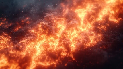 Fototapeta premium Fiery, swirling clouds of smoke and embers