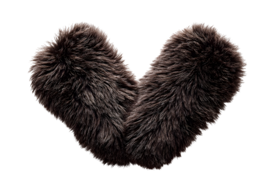 Dark brown furry heart shape against black background - Powered by Adobe