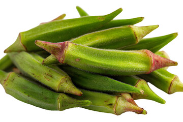 Fototapeta premium Fresh green okra pods piled high against a dark background