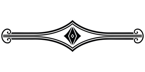 Elegant Vintage Divider with Diamond Shape Center and Swirling End Elements