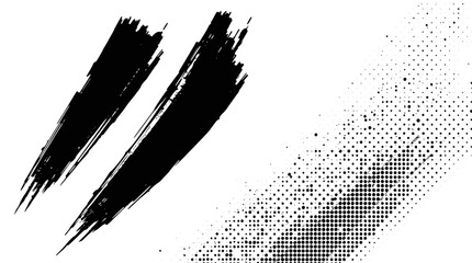 Black brush strokes and halftone pattern