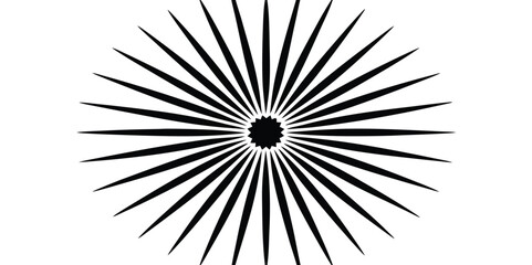 Obraz premium Abstract radial burst or sunburst graphic in black and white, a stylized geometric pattern