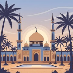 Desert Mosque at Sunset