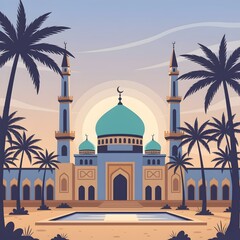 Desert Mosque at Sunset