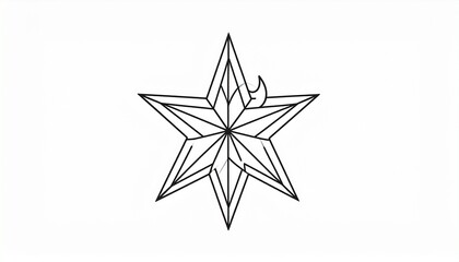 Obraz premium A stylized six-pointed star with intricate geometric patterns and a flame-like element at the top.
