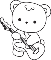 Coloring pages of Illustration of cute bear winter icon. Outline of bear winter 