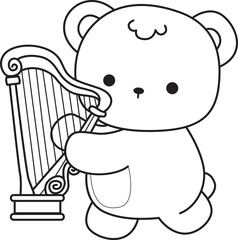 Coloring pages of Illustration of cute bear winter icon. Outline of bear winter 