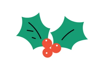 Fotobehang Sportwinkel Holly leaves and berries vector, classic minimal — staple element for Christmas invitations and decorations.  © TWINS DESIGN STUDIO